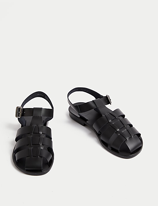 Leather Buckle Ankle Strap Flat Sandal