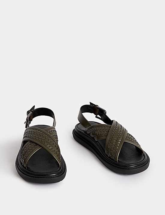 Woven Ankle Strap Flatform Sandals