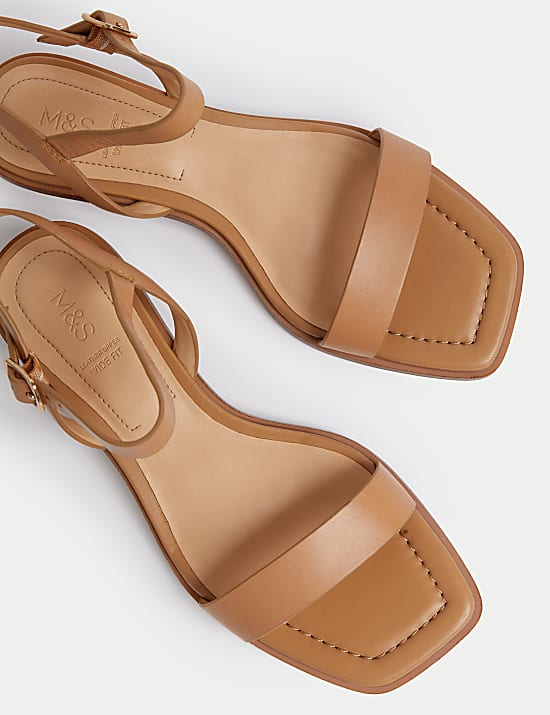 Wide Fit Ankle Strap Block Heel Sandals