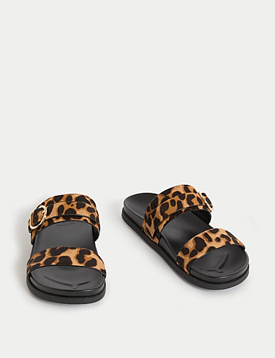 Suede Leopard Print Sandals