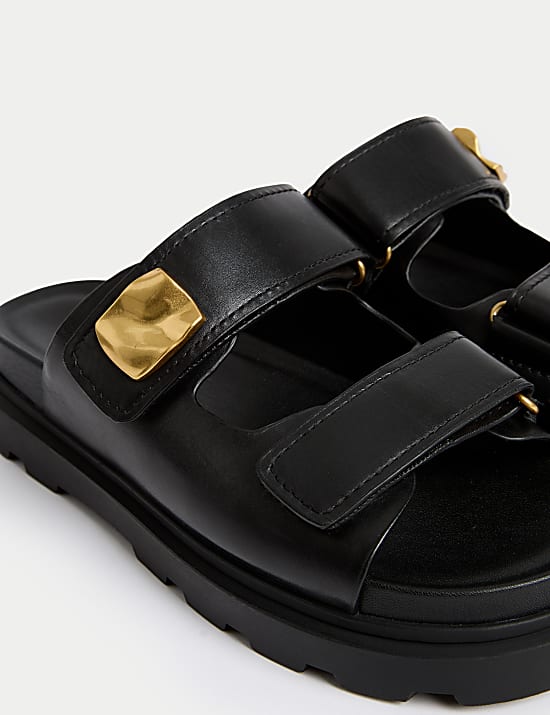 Leather Chunky Flatform Mules