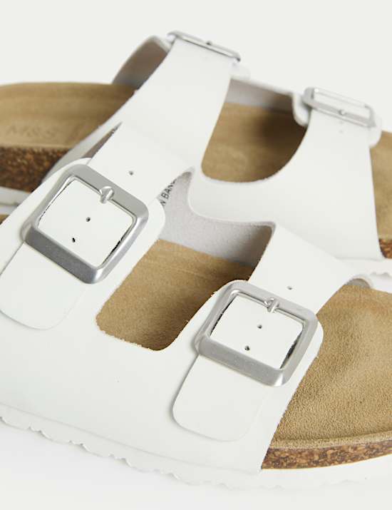 Leather Buckle Footbed Mules