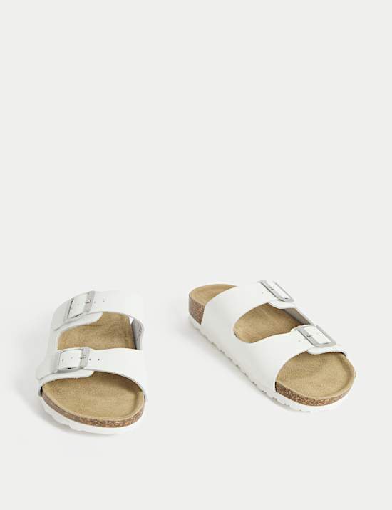 Leather Buckle Footbed Mules