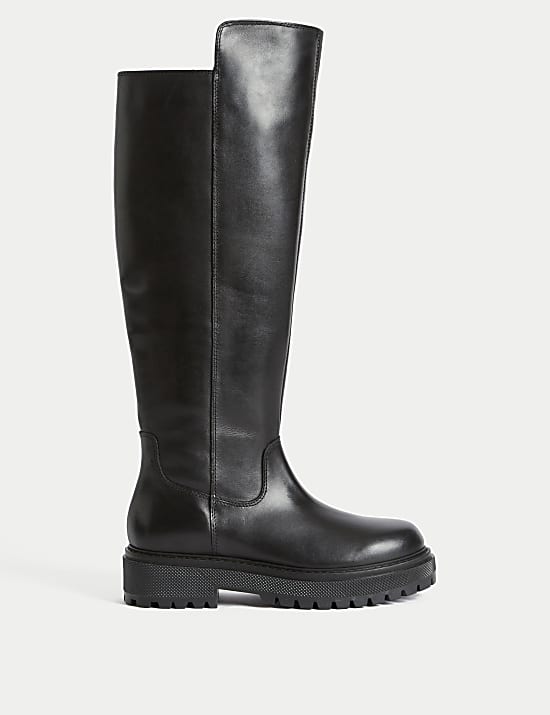 Leather Flatform Over The Knee Boots