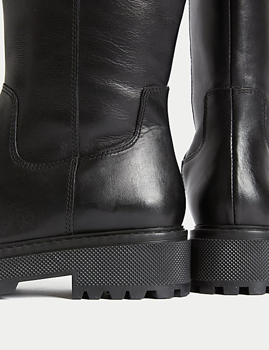 Leather Flatform Over The Knee Boots
