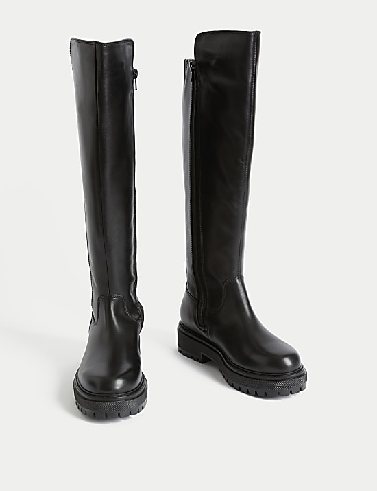 Leather Flatform Over The Knee Boots