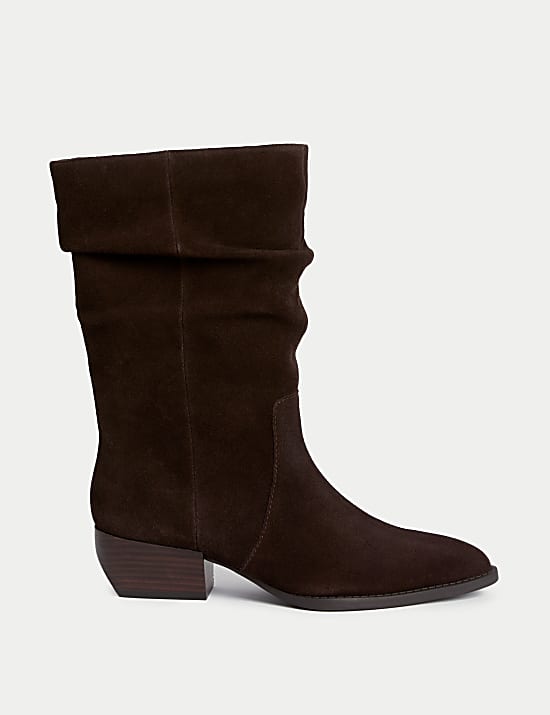 Suede Slouchy Pointed Toe Boots