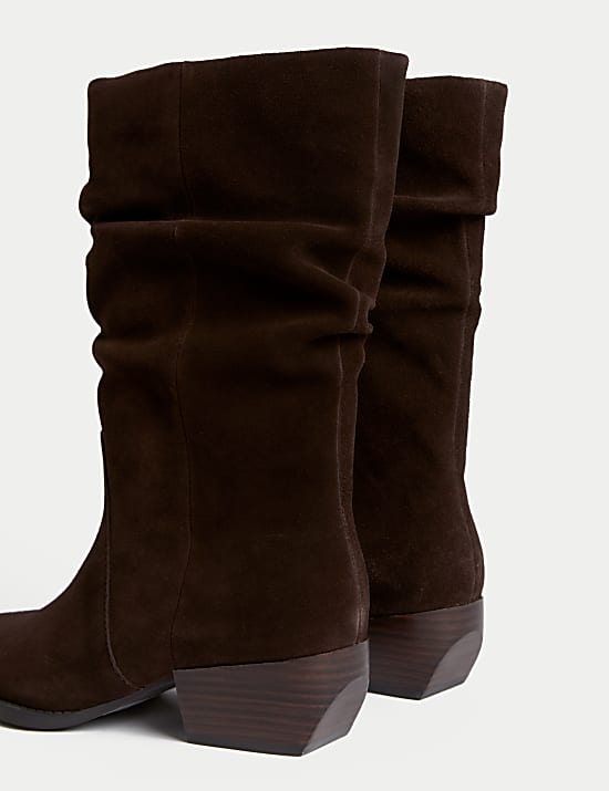 Suede Slouchy Pointed Toe Boots