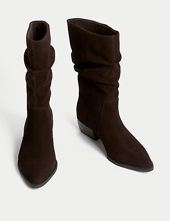 Suede Slouchy Pointed Toe Boots