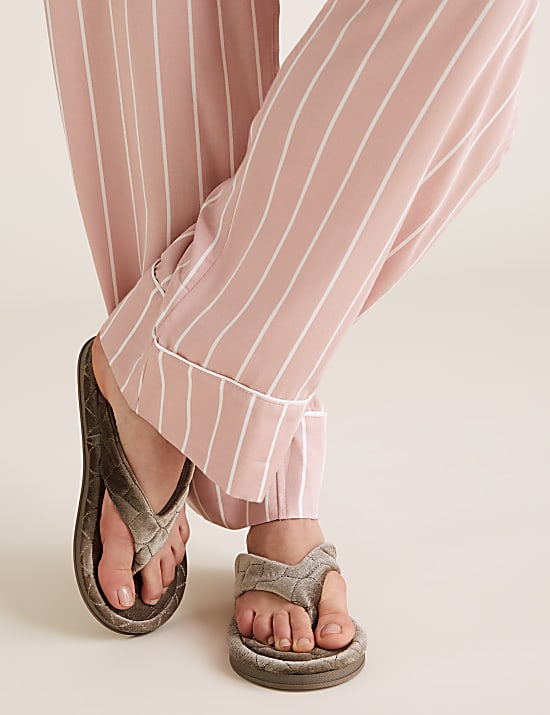 Velvet Open Toe Thong Slipper