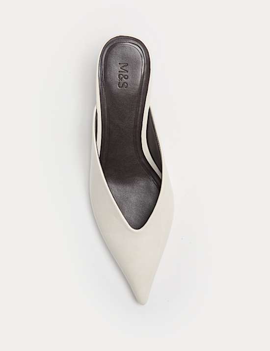 Patent Slip On Kitten Heel Pointed Mules