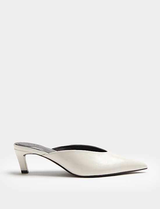 Patent Slip On Kitten Heel Pointed Mules