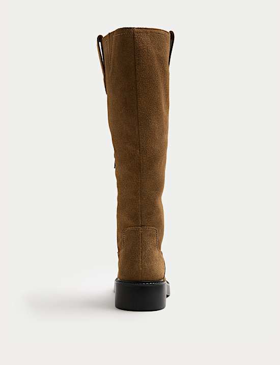 Suede Faux Fur Lined Knee High Boots