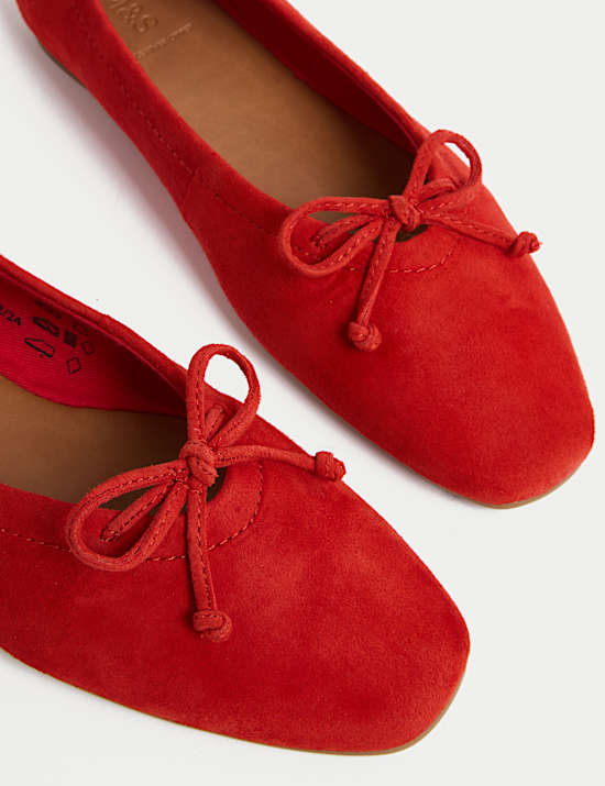 Suede Bow Ballet Pumps