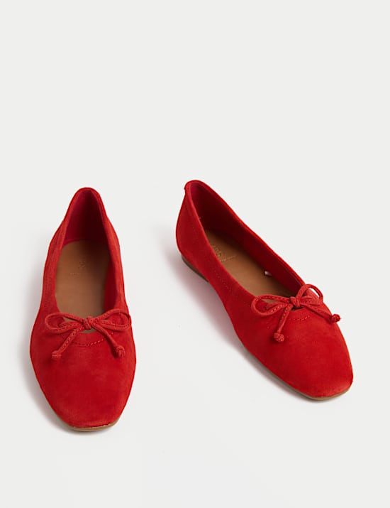 Suede Bow Ballet Pumps