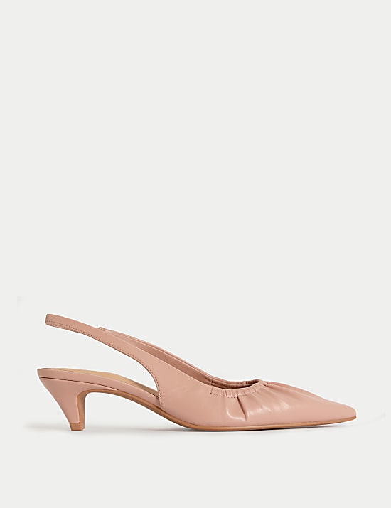 Slip On Kitten Heel Pointed Slingback Shoes