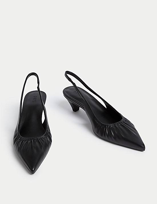 Slip On Kitten Heel Pointed Slingback Shoes
