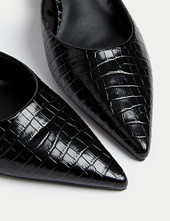 Croc Kitten Heel Mules