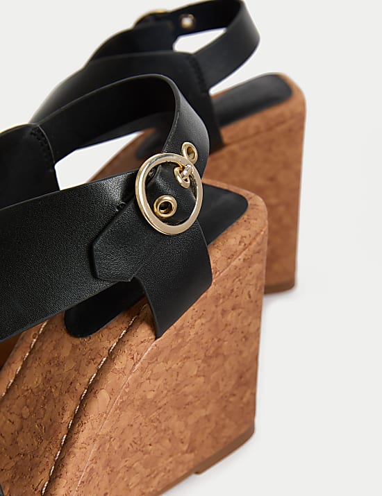 Crossover Wedge Sandals