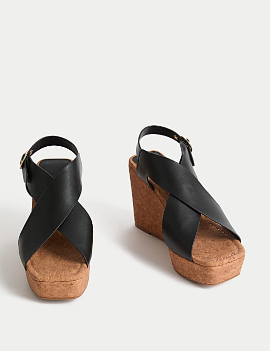 Crossover Wedge Sandals