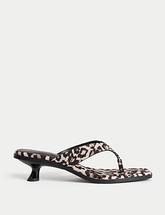 Leopard Print Kitten Heel Sandals