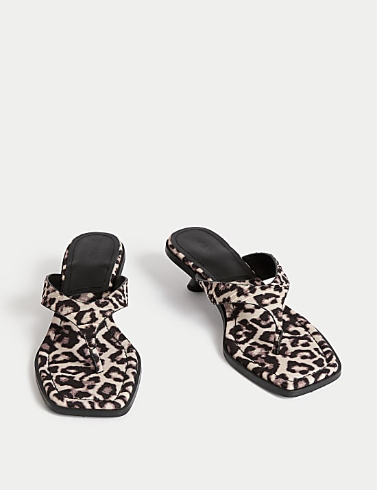 Leopard Print Kitten Heel Sandals