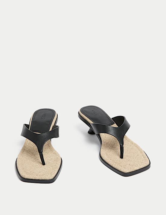 Toe Post Kitten Heel Square Toe Sandals