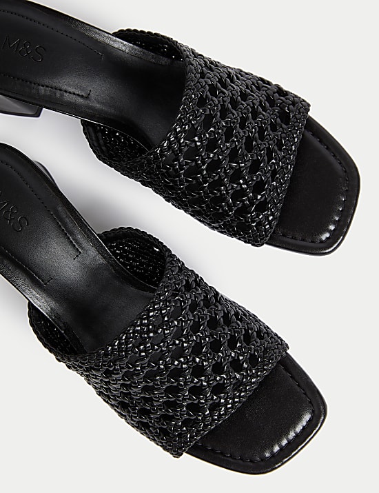 Zapatos de tejido con puntera abierta y tac&oacute;n en bloque