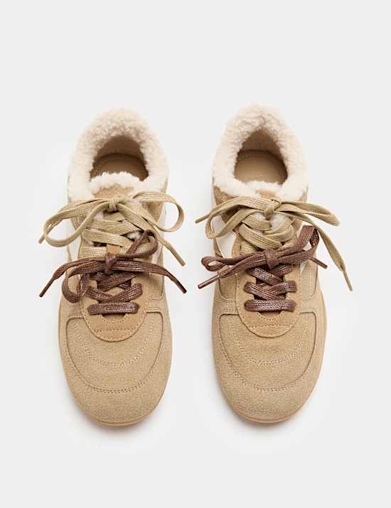 Suede Faux Fur Lined Trainers