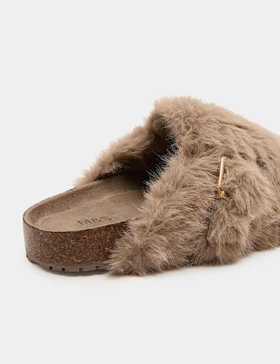 Faux Fur Mule Slippers