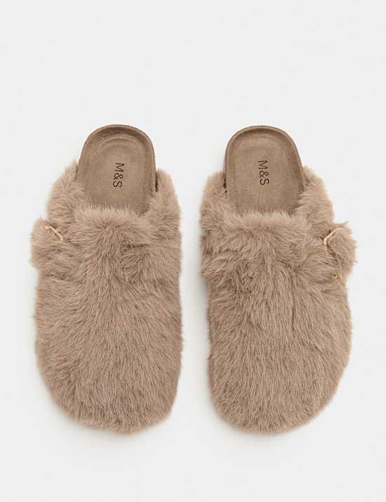 Faux Fur Mule Slippers
