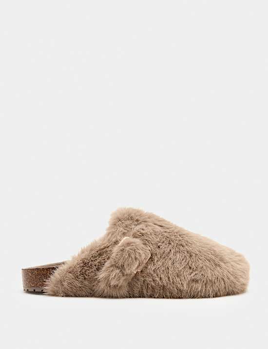 Faux Fur Mule Slippers