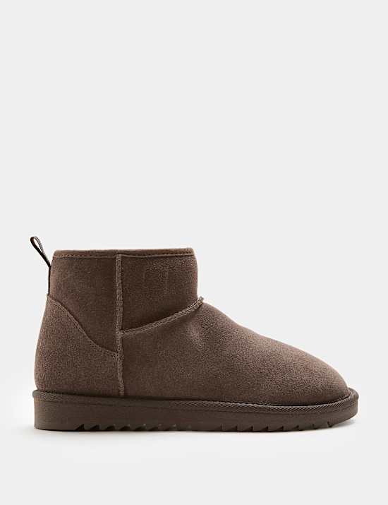 Suede Flatform Slipper Boots