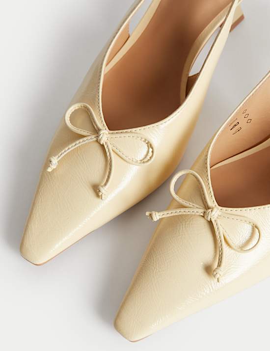 Bow Slip On Kitten Heel Slingback Shoes
