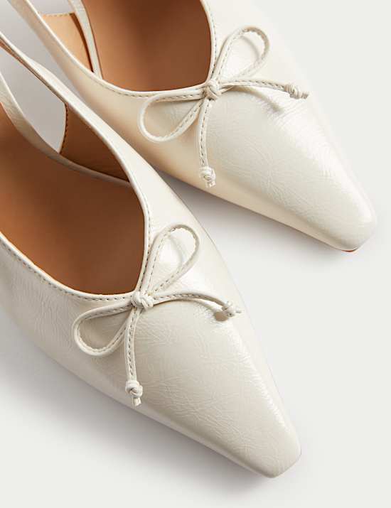 Bow Slip On Kitten Heel Slingback Shoes