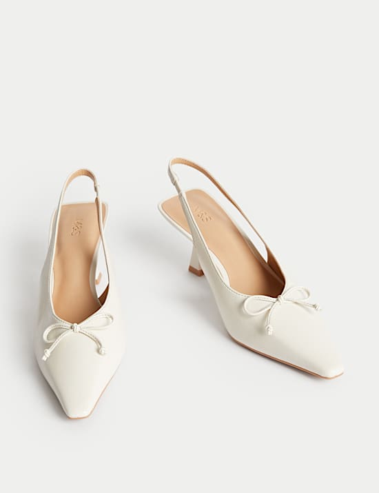 Bow Slip On Kitten Heel Slingback Shoes