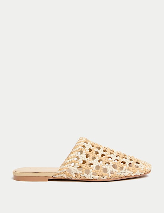 Woven Slip On Flat Mules