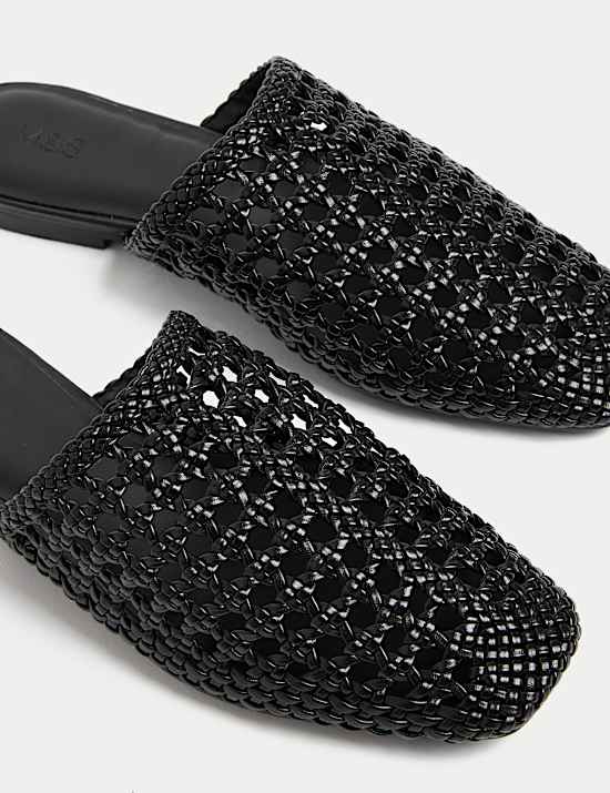 Woven Slip On Flat Mules