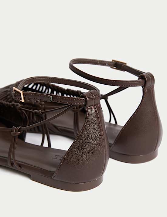Woven Strappy Flat Ballet Pumps