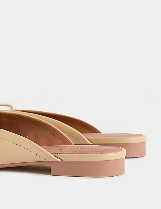 Leather Bow Flat Mules
