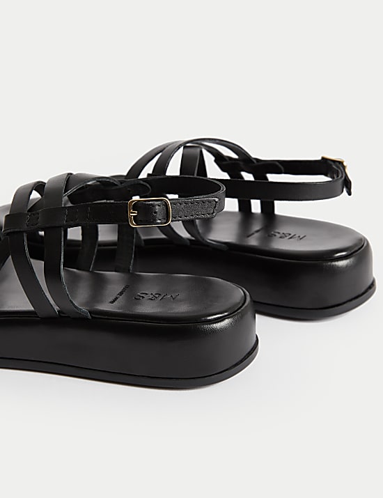 Leather Strappy Flatform Sandals