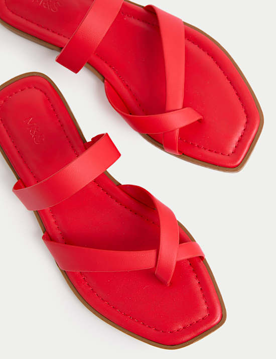 Toe Loop Strappy Flat Mules