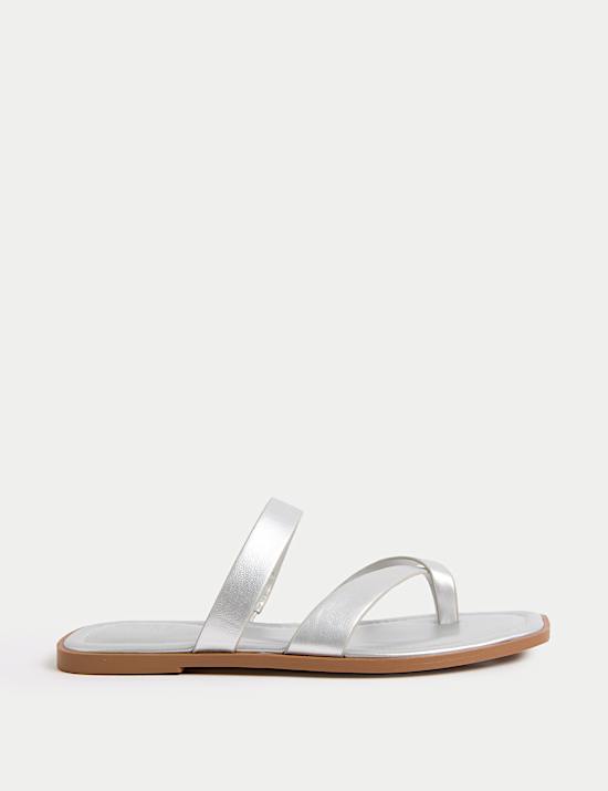 Toe Loop Strappy Flat Mules