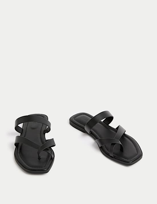 Toe Loop Strappy Flat Mules