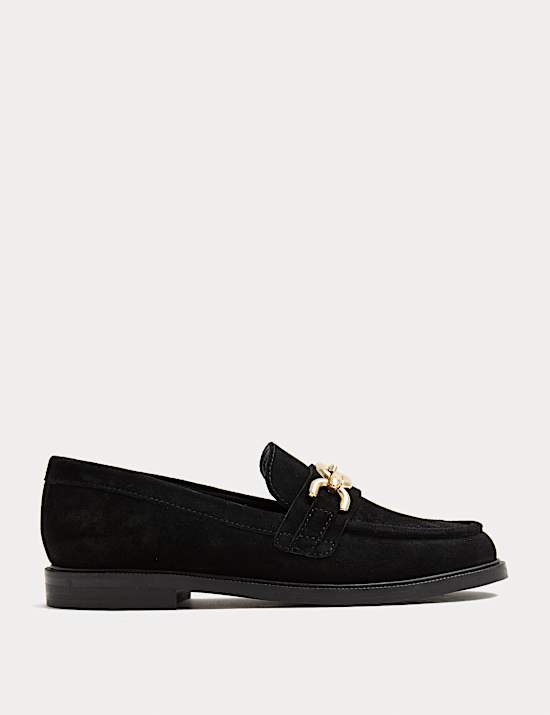 Suede Trim Flat Loafers