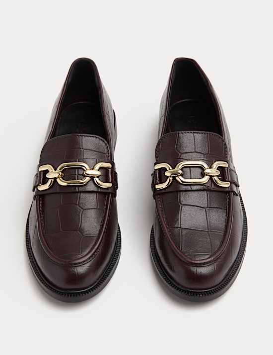 Mocassins en cuir croc