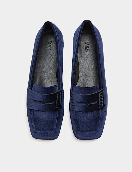 Velvet Flat Square Toe Loafers
