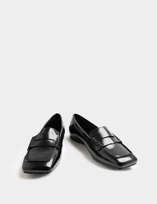 Patent Flat Square Toe Loafers