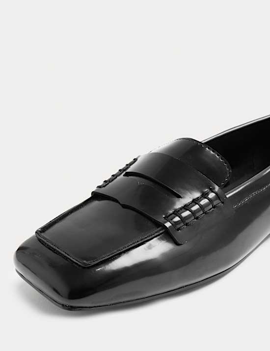Patent Flat Square Toe Loafers