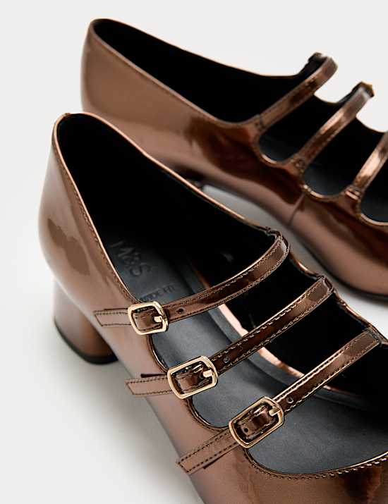 Metallic Block Heel Mary Jane Shoes